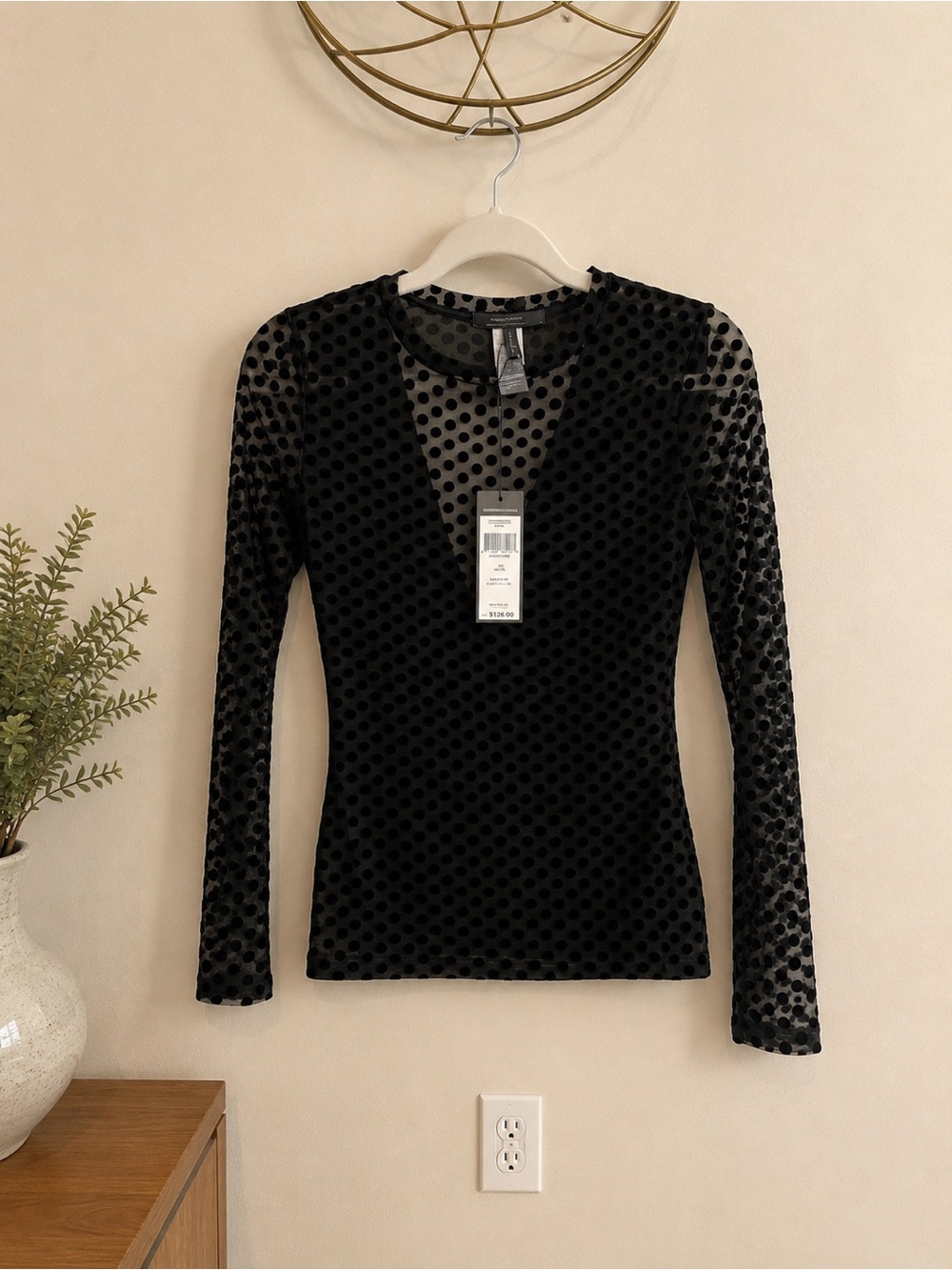 NWT BCBGMAXAZRIA Polka Dot Top in Black - Picture 3 of 6